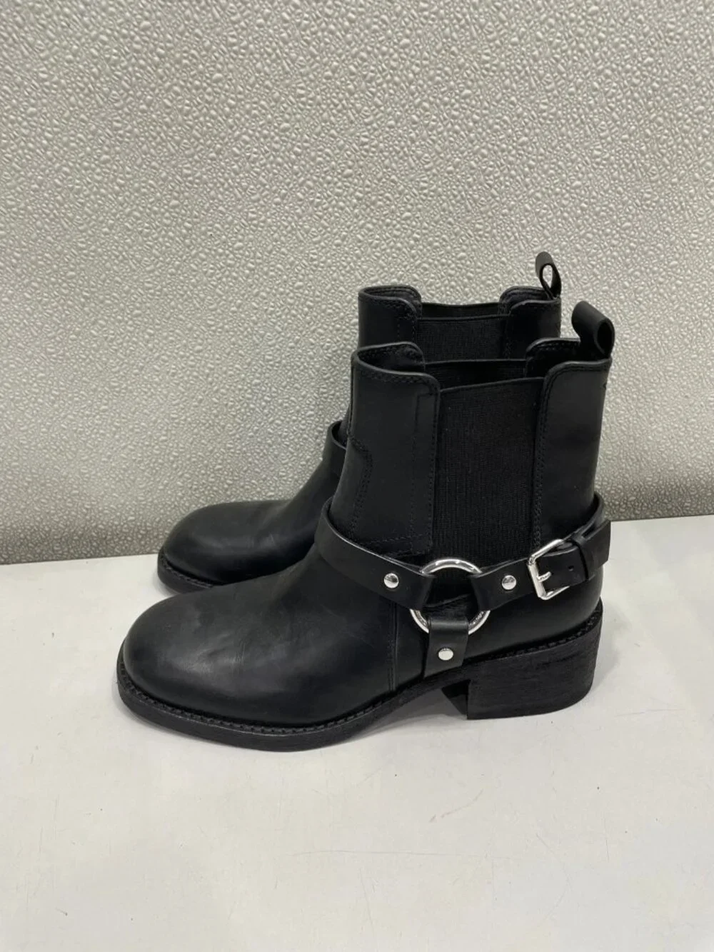 Tory Burch Leather Moto Boot Women's US 7M, Perfect Black